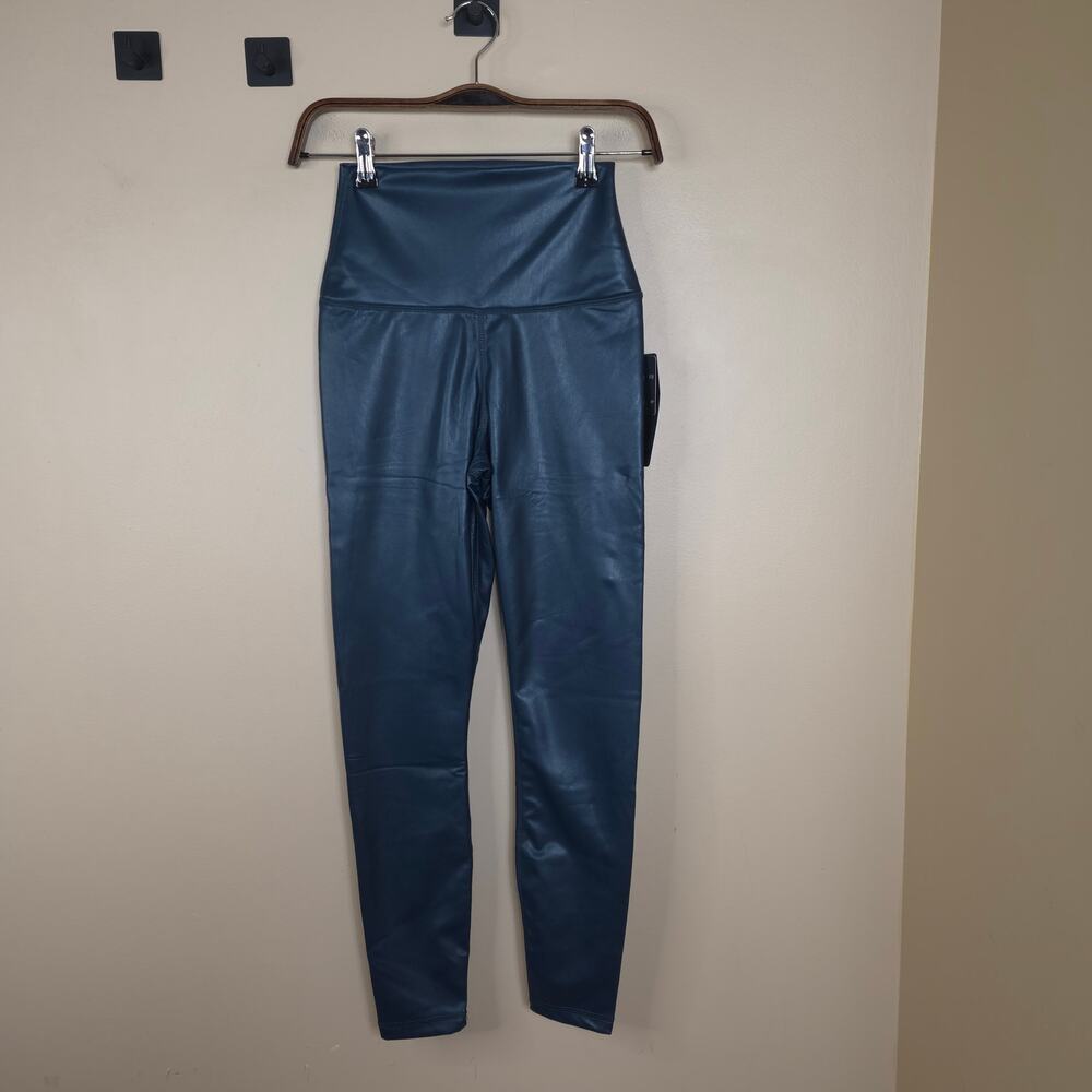 90 Degree By Reflex High Rise Leatherette Leggings in Artic Blue Size S